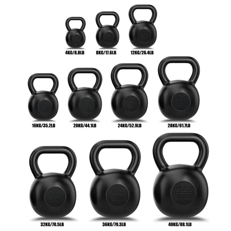 4KG- 36KG Cast Iron Kettlebell Powder Coating Cross Weight Lifting Dumbbell Gym