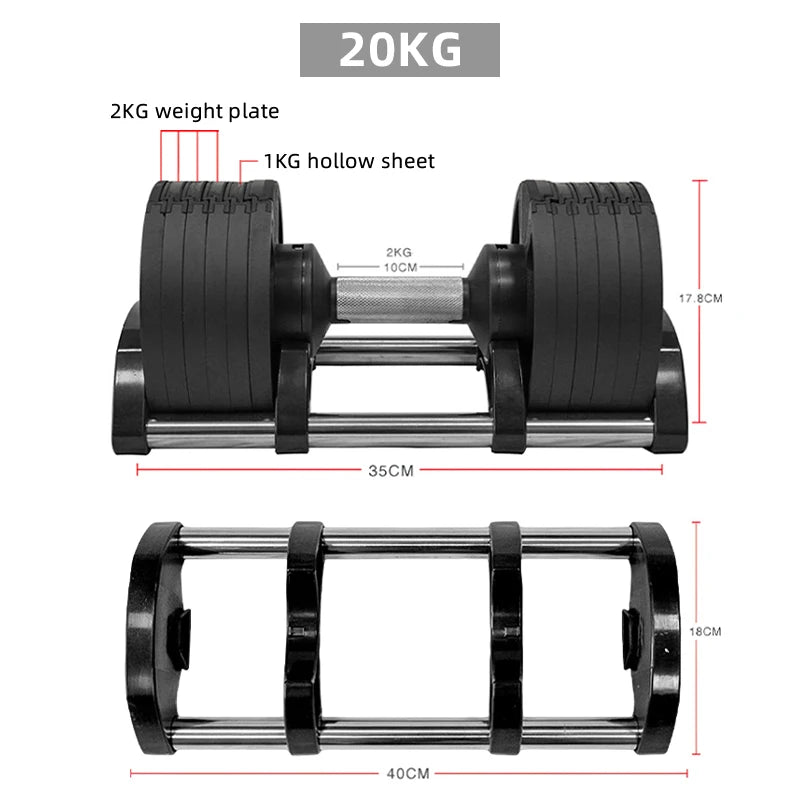 IN STOCK Fitness Equipment Gym Weights Set Adjustable Dumbbell for Body Building Custom Dumbbell Adjustable