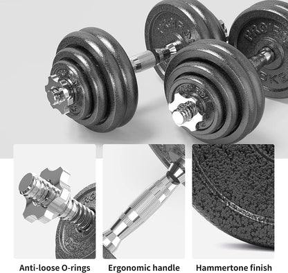 20Kg Cast Iron Adjustable Dumbbell Set Hand Weight with Solid Dumbbell Handles Changed into Barbell Handily Perfect for Bodybuilding Fitness Weight Lifting Training Home Gym