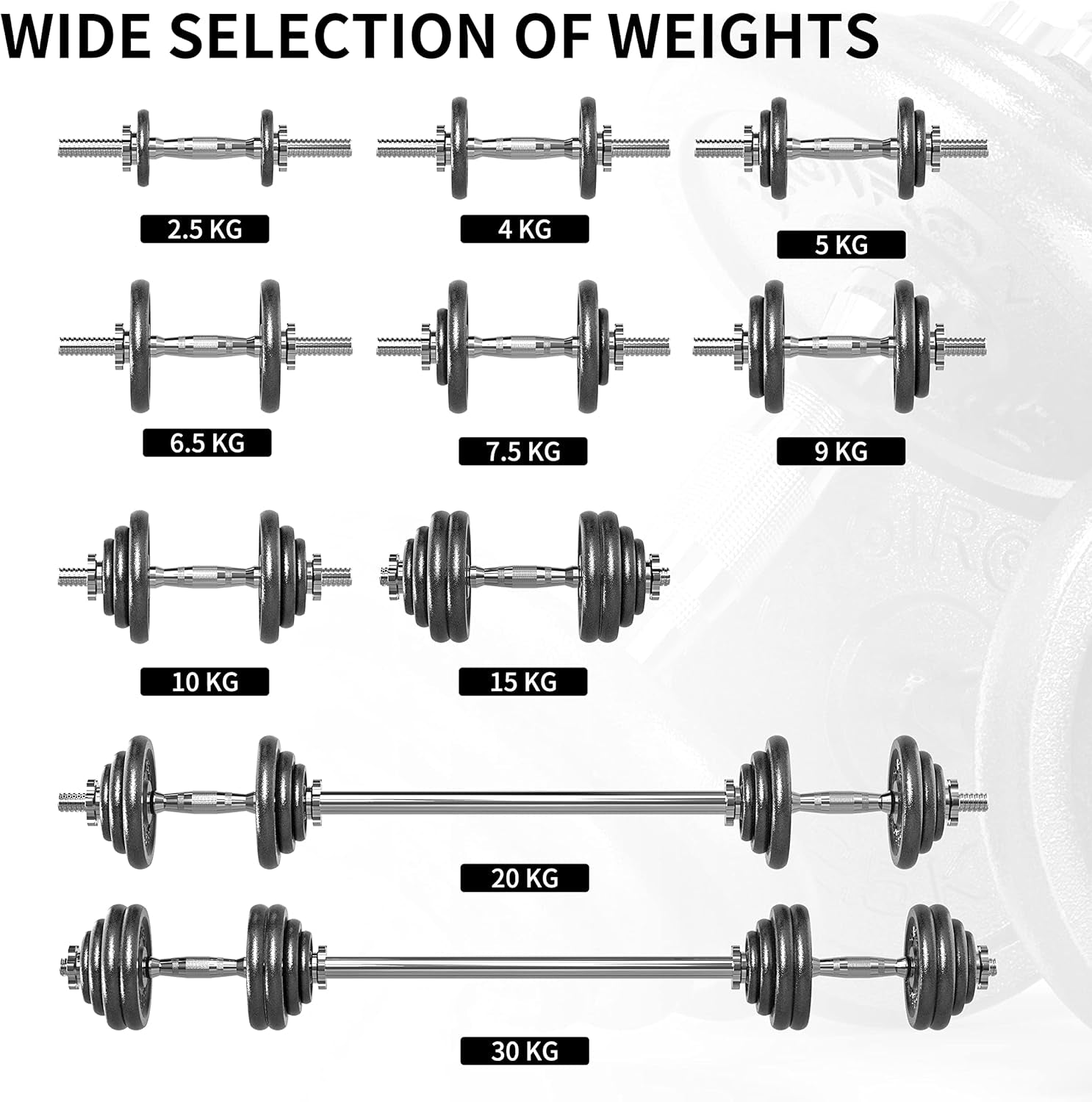 20Kg Cast Iron Adjustable Dumbbell Set Hand Weight with Solid Dumbbell Handles Changed into Barbell Handily Perfect for Bodybuilding Fitness Weight Lifting Training Home Gym