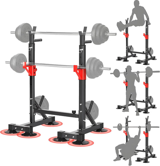Adjustable Squat Rack, Weight Lifting, Squat, Barbell Rack, Bench Press 300KG Max Load Multi-Function Weight Lifting Home Gym - Great for Beginners and Professional Use