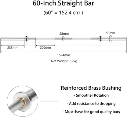 METEOR Olympic Barbell - Weightlifting, Dumbbell, Tricep, Ez Curl Bar - 20Kg, 50Mm Olympic Bar