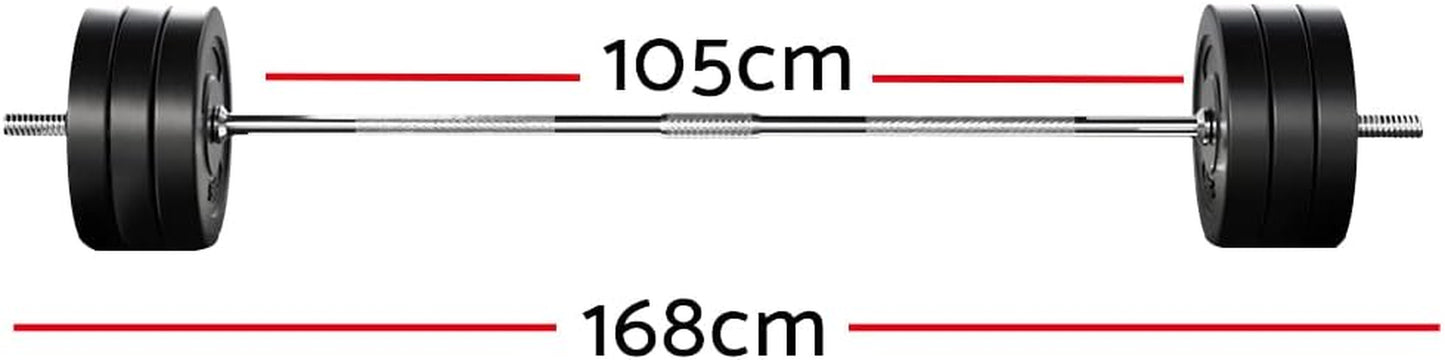 68Kg Barbell Set, Weight Plates Barbells Bar Strength Training Exercise Fitness Equipment for Home Gym, with Standard Ring Stable Stand 2 Spring Lock Black