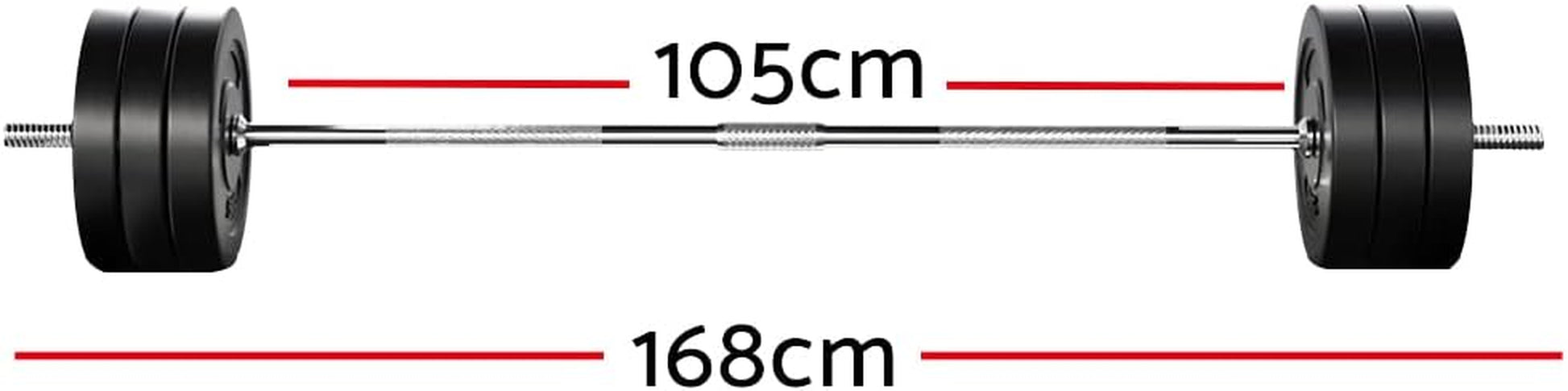 68Kg Barbell Set, Weight Plates Barbells Bar Strength Training Exercise Fitness Equipment for Home Gym, with Standard Ring Stable Stand 2 Spring Lock Black