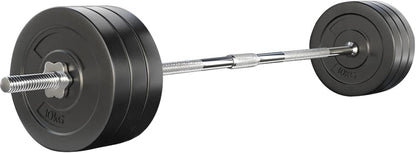 68Kg Barbell Set, Weight Plates Barbells Bar Strength Training Exercise Fitness Equipment for Home Gym, with Standard Ring Stable Stand 2 Spring Lock Black