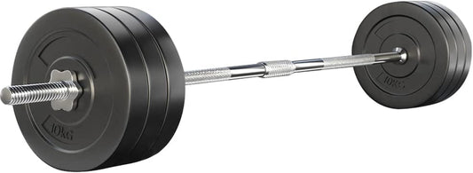 68Kg Barbell Set, Weight Plates Barbells Bar Strength Training Exercise Fitness Equipment for Home Gym, with Standard Ring Stable Stand 2 Spring Lock Black