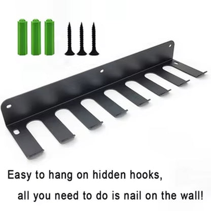 2 Pieces Black Iron Wall Mounted Gym Organizer-Multi-Purpose Storage Rack, Suitable for Resistance Band, Skipping Rope, Weightli