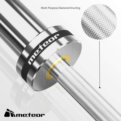 METEOR Olympic Barbell - Weightlifting, Dumbbell, Tricep, Ez Curl Bar - 20Kg, 50Mm Olympic Bar
