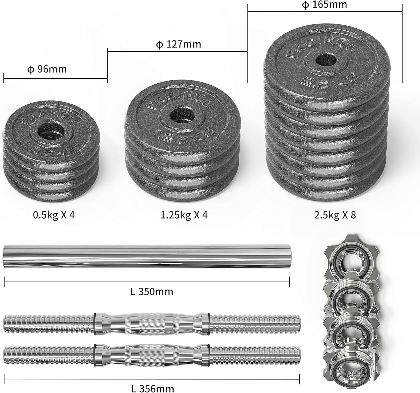 20Kg Cast Iron Adjustable Dumbbell Set Hand Weight with Solid Dumbbell Handles Changed into Barbell Handily Perfect for Bodybuilding Fitness Weight Lifting Training Home Gym