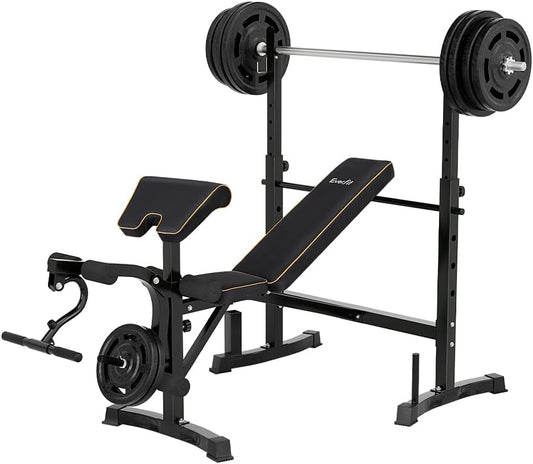 Weight Bench, 10-In-1 Multi Station Press Barbell Home Gym Systems Fitness Chair Flat Incline Decline, Toning Exercise Equipment Military Row Leg Extension Preacher Curl, 330Kg Weight Capacity