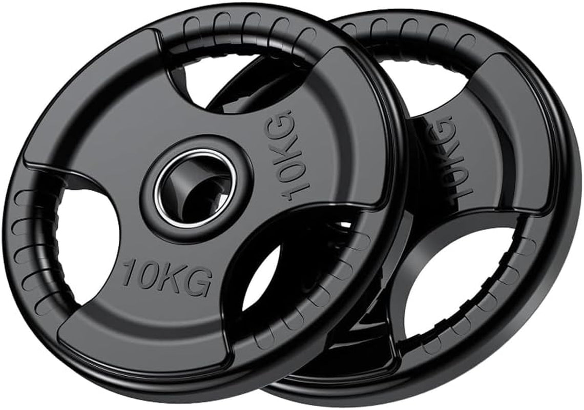 Premium Rubber Coated Olympic Weight Plate Set – Tri-Grip Cast Iron Weight Plates (1.25Kg - 25Kg) - Commercial Grade for Dumbbells & Barbells - Ideal for Crossfit, Home Gym, and Fitness Training